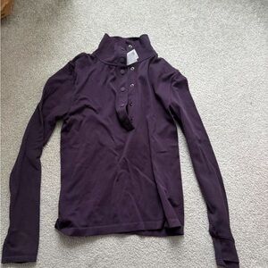 Athleta Dark Purple Ribbed Button-Up Top